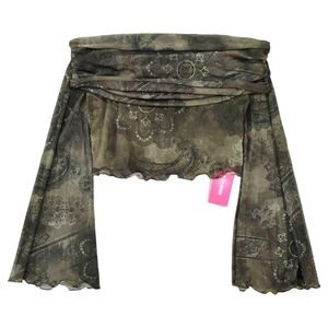 Shein ICON Floral Print Off Shoulder Crop Top Size Large